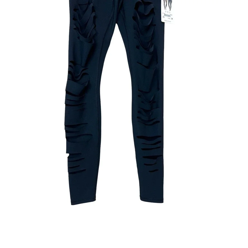 NEW Alo Yoga Black Warrior Legging S High Waist Extreme Ripped Slash Womens
